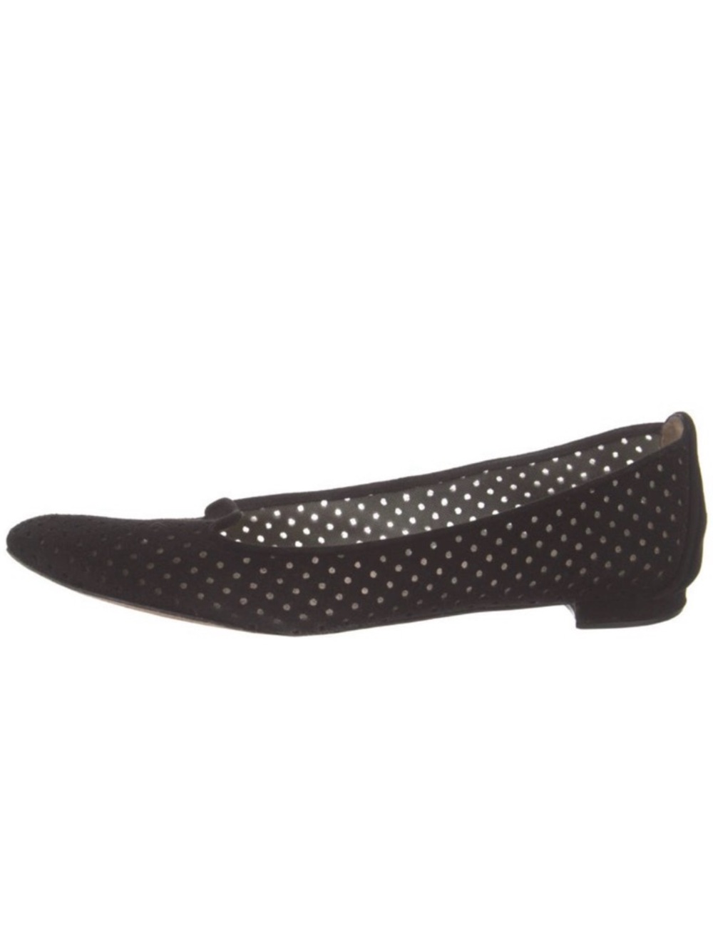 Manolo Blahnik Black Perforated Suede Pointed Flats